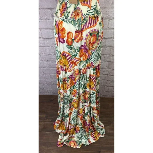 NWT Abel The Label Anthropologie Tiered Maxi Dress M Sleeveless Fruit Print ATL - Picture 8 of 13